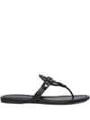Tory Burch Laser-cut Logo Leather Miller Flip-flops In Black