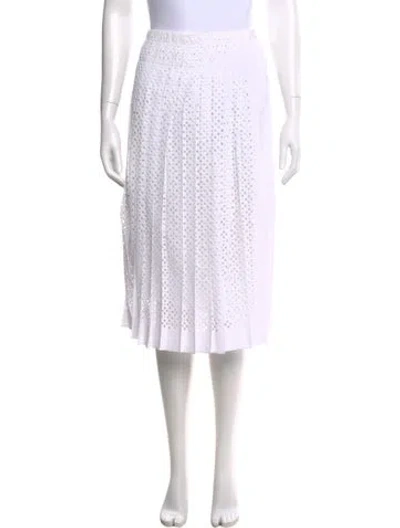 Pre-owned Tory Burch Lasercut Accents Knee-length Skirt In White