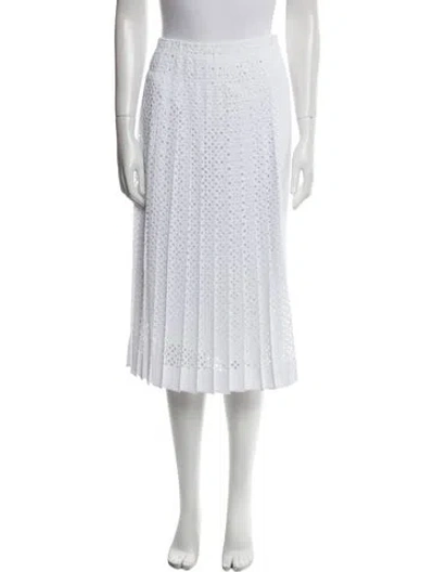 Pre-owned Tory Burch Lasercut Accents Midi Length Skirt In White