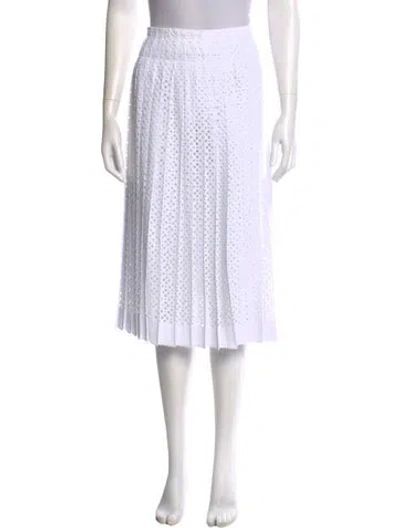 Pre-owned Tory Burch Lasercut Accents Midi Length Skirt In White