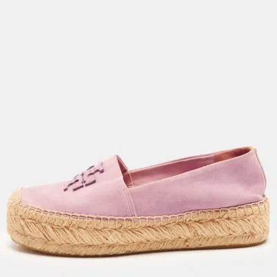 Pre-owned Tory Burch Lavender Size 38 Purple Suede Espadrille Flats