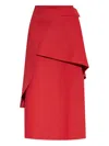 Tory Burch Layered Asymmetric Midi Skirt In Red