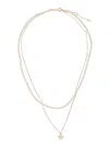 Tory Burch Layered Brass Necklace With Glass Pearls And Charming Pendant In Gold