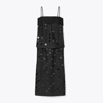 Tory Burch Layered Hand-done Mirrorwork Dress In Black