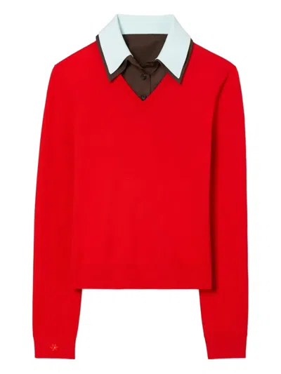 TORY BURCH LAYERED KNITTED TOP