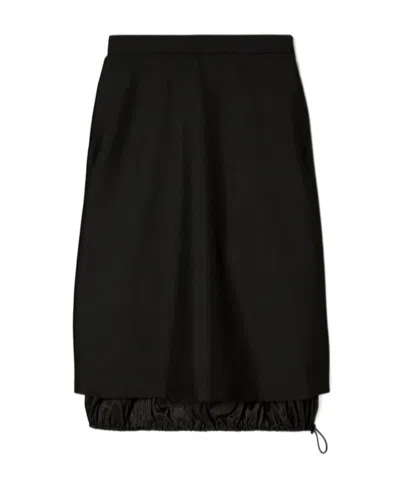 Tory Burch Layered Wool-mohair Skirt In Black