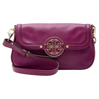 Pre-owned Tory Burch Leather Amanda Mini Crossbody In Purple