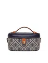 Tory Burch Leather And T Monogram Fabric Vanity Case In Blue