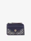 Tory Burch Leather And T Monogram Fabric Wallet