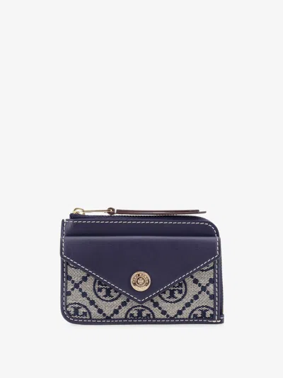 Tory Burch Leather And T Monogram Fabric Wallet