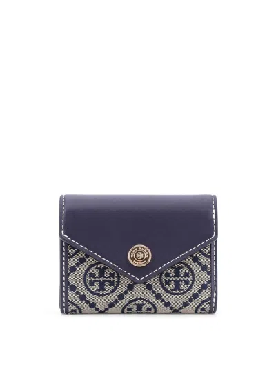 Tory Burch Leather And T Monogram Fabric Wallet