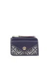 Tory Burch Leather And T Monogram Fabric Wallet