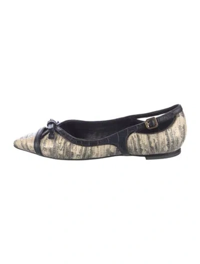 Pre-owned Tory Burch Leather Animal Print Ballet Flats In Blue