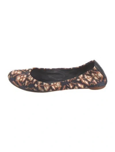 Pre-owned Tory Burch Leather Animal Print Ballet Flats In Blue