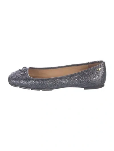 Pre-owned Tory Burch Leather Animal Print Ballet Flats In Blue