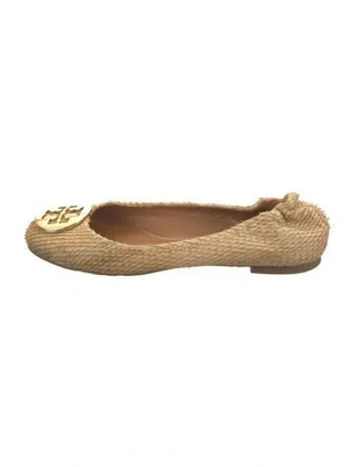 Pre-owned Tory Burch Leather Animal Print Ballet Flats In Brown