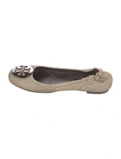 Pre-owned Tory Burch Leather Animal Print Ballet Flats In Neutral