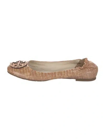 Pre-owned Tory Burch Leather Animal Print Ballet Flats In Neutral