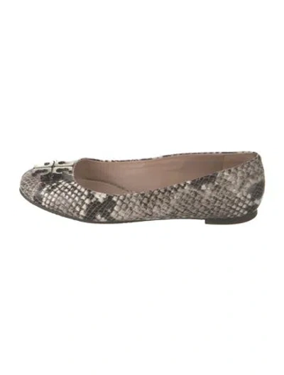 Pre-owned Tory Burch Leather Animal Print Ballet Flats In Neutrals