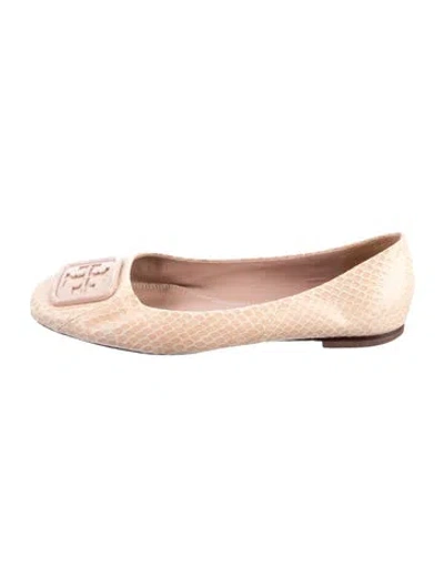 Pre-owned Tory Burch Leather Animal Print Ballet Flats In Pink