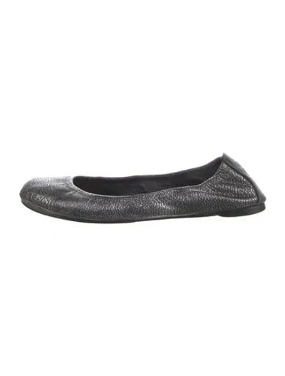 Pre-owned Tory Burch Leather Animal Print Ballet Flats In Silver