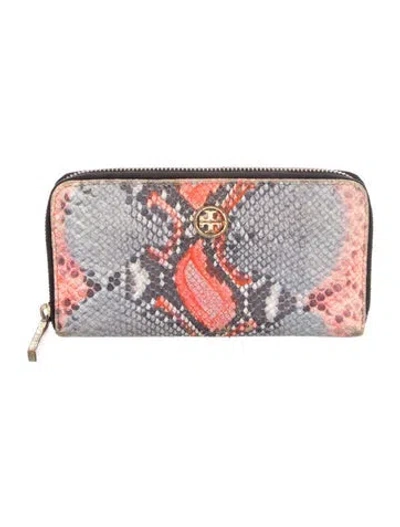 Pre-owned Tory Burch Leather Animal Print Continental Wallet In Pink