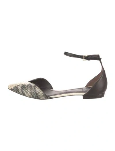 Pre-owned Tory Burch Leather Animal Print D'orsay Flats In Brown