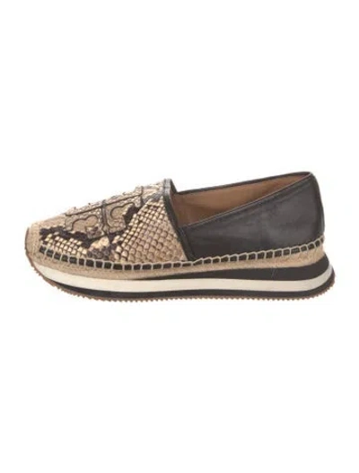 Pre-owned Tory Burch Leather Animal Print Espadrilles In Multi
