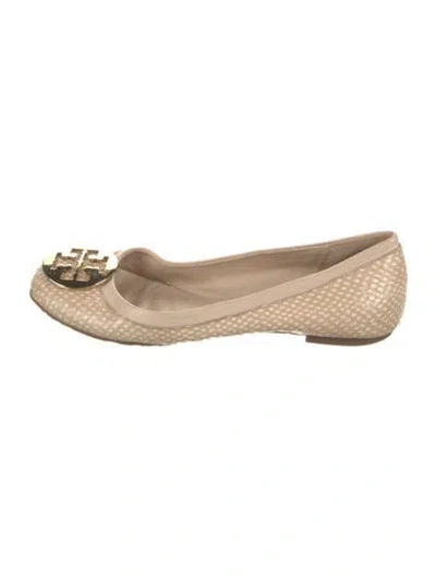 Pre-owned Tory Burch Leather Animal Print Flats In Neutral