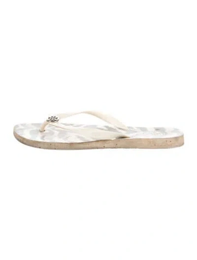 Pre-owned Tory Burch Leather Animal Print Flip Flops In Multi