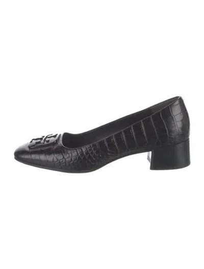 Pre-owned Tory Burch Leather Animal Print Pumps In Black