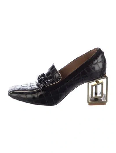 Pre-owned Tory Burch Leather Animal Print Pumps In Blue