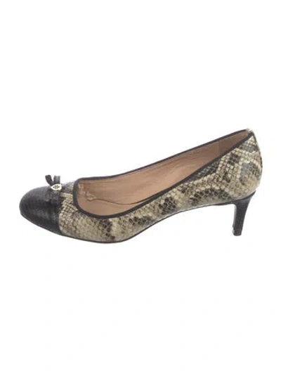 Pre-owned Tory Burch Leather Animal Print Pumps In Neutral