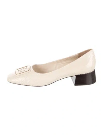 Pre-owned Tory Burch Leather Animal Print Pumps In Neutrals