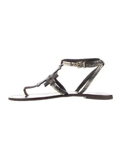 Pre-owned Tory Burch Leather Animal Print Sandals In Brown