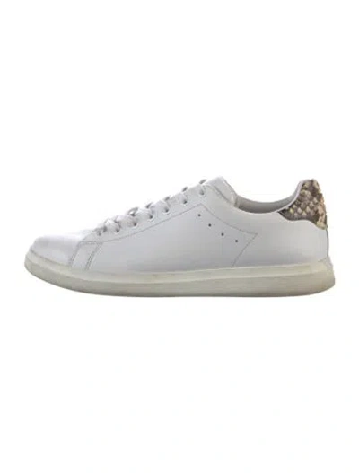 Pre-owned Tory Burch Leather Animal Print Sneakers In White