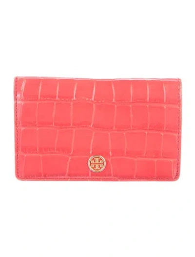 Pre-owned Tory Burch Leather Animal Print Wallet In Red