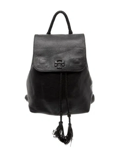 Pre-owned Tory Burch Leather Backpack In Black