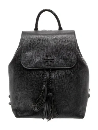 Pre-owned Tory Burch Leather Backpack In Black