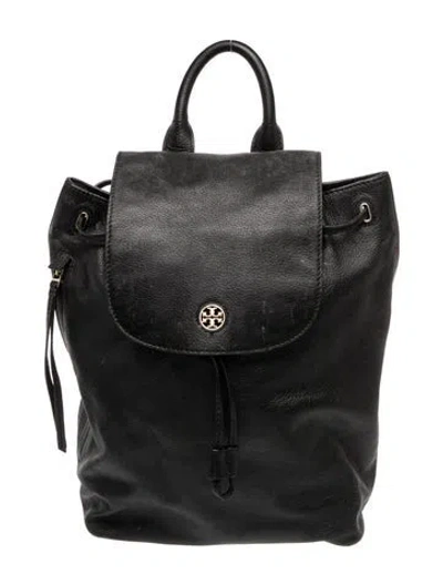 Pre-owned Tory Burch Leather Backpack In Black