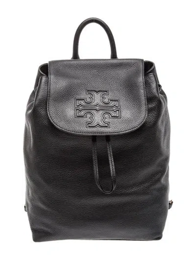 Pre-owned Tory Burch Leather Backpack In Black
