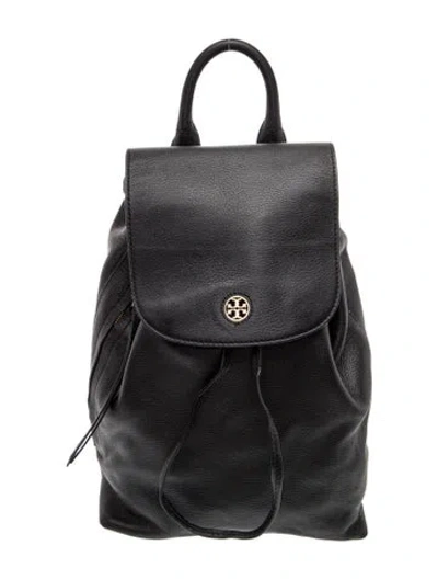 Pre-owned Tory Burch Leather Backpack In Black