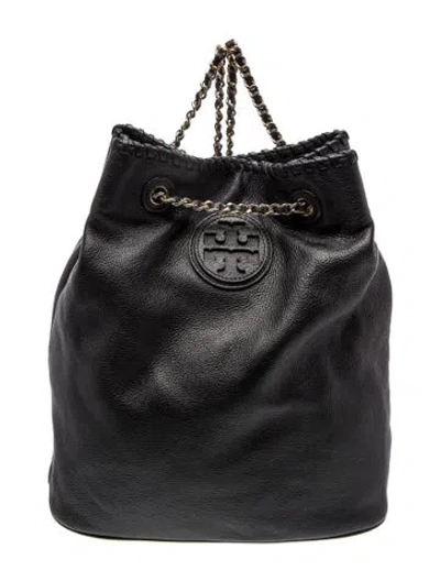 Pre-owned Tory Burch Leather Backpack In Black