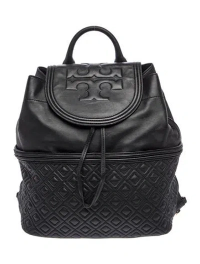Pre-owned Tory Burch Leather Backpack In Black