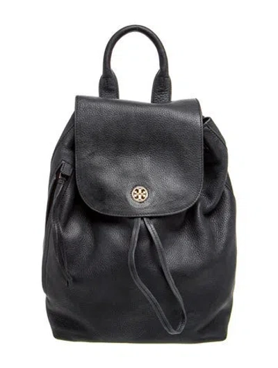 Pre-owned Tory Burch Leather Backpack In Black