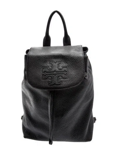 Pre-owned Tory Burch Leather Backpack In Black