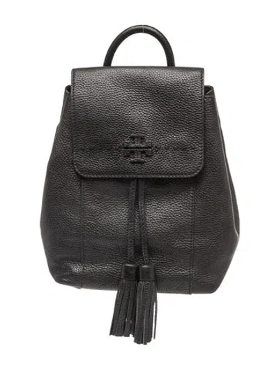 Pre-owned Tory Burch Leather Backpack In Black