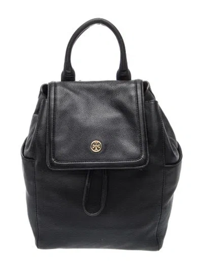 Pre-owned Tory Burch Leather Backpack In Black