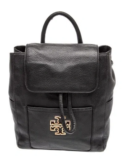 Pre-owned Tory Burch Leather Backpack In Black
