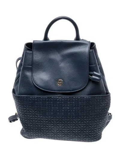 Pre-owned Tory Burch Leather Backpack In Blue